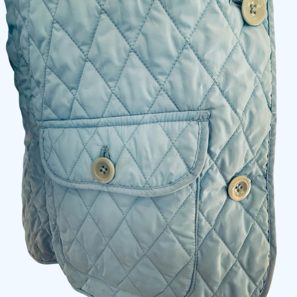 Lands' End Womens Thermolite Quilted Jacket Light Blue Plaid Lining Size Medium - Picture 7 of 13